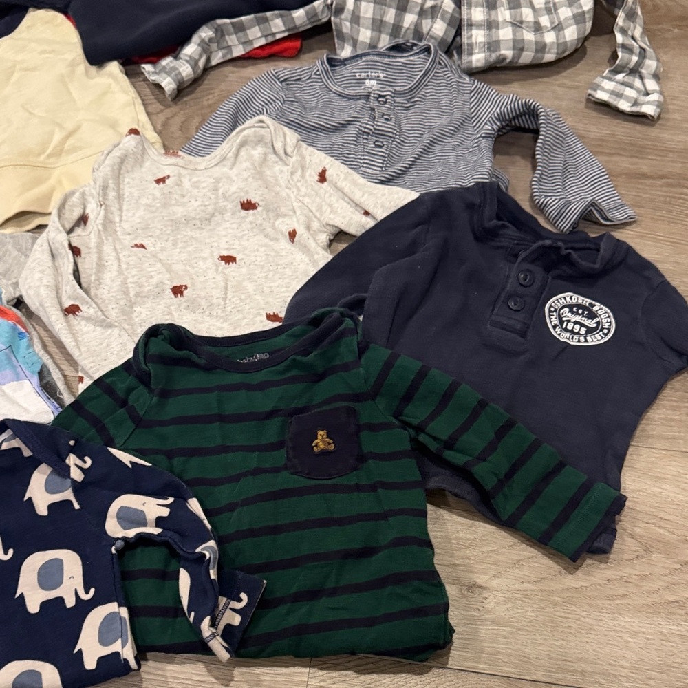 GAP Navy and Green Striped Long Sleeve Tee - Picture 4 of 5